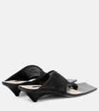 Christen Edge Stretch leather-trimmed mesh mules