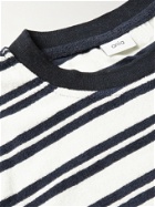 ONIA - Macro Towel Striped Cotton-Blend Terry T-Shirt - Blue