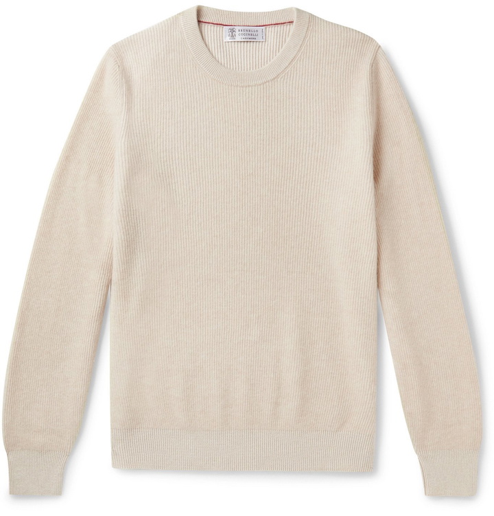 Photo: Brunello Cucinelli - Ribbed Cashmere Sweater - Neutrals