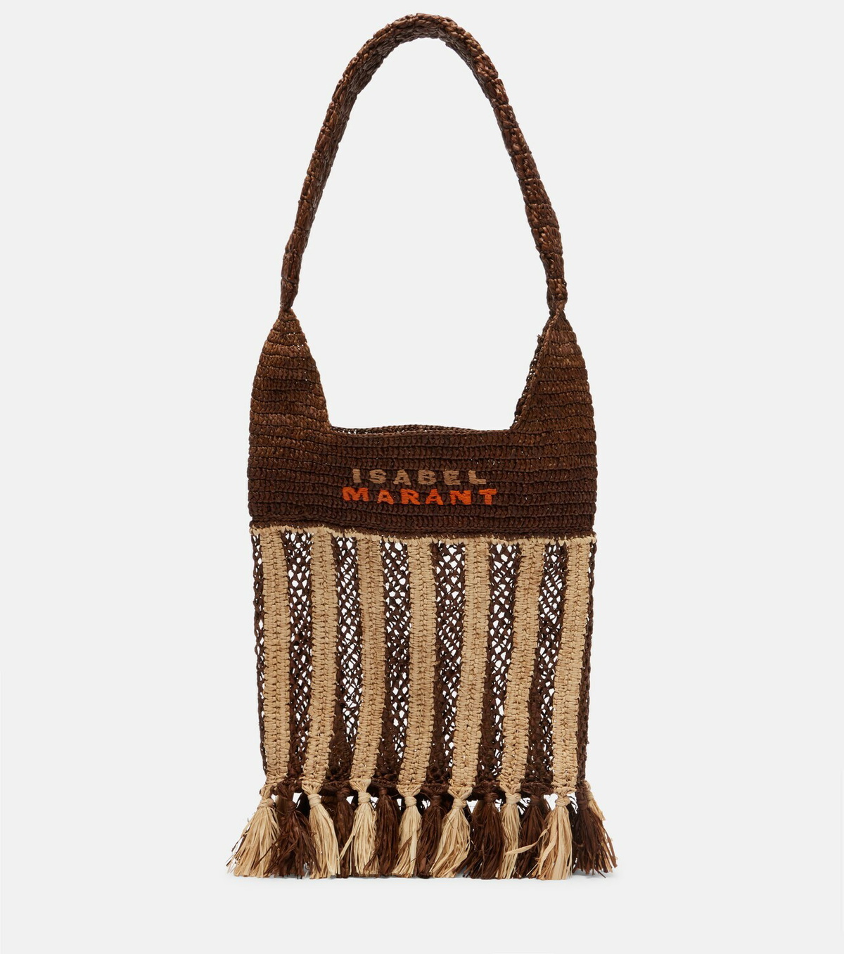 Isabel Marant Praia striped raffia tote bag