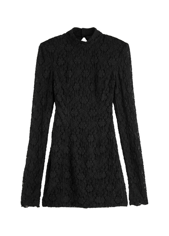 Photo: Rotate Sunday Lace-up Lace Mini Dress Black