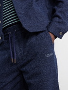 LOEWE - Wide-Leg Cotton-Blend Terry Drawstring Trousers - Blue