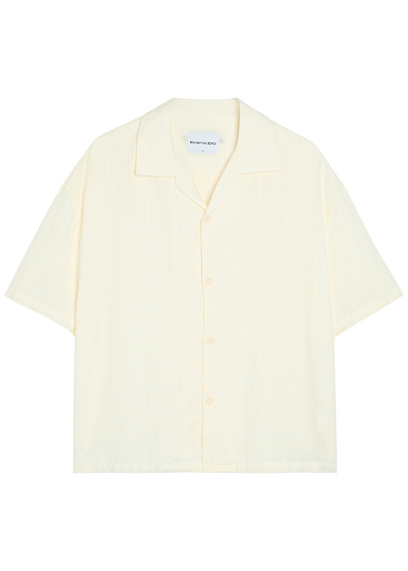 Photo: Mki Miyuki Zoku Vacation Checked-weave Cotton Shirt White 02