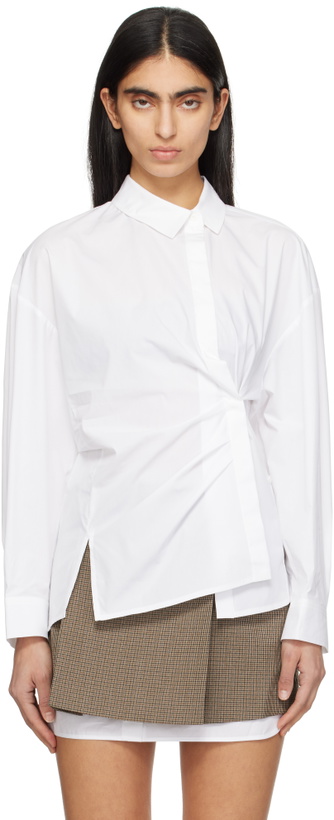 Photo: Juun.J White Twisted Wrap Shirt