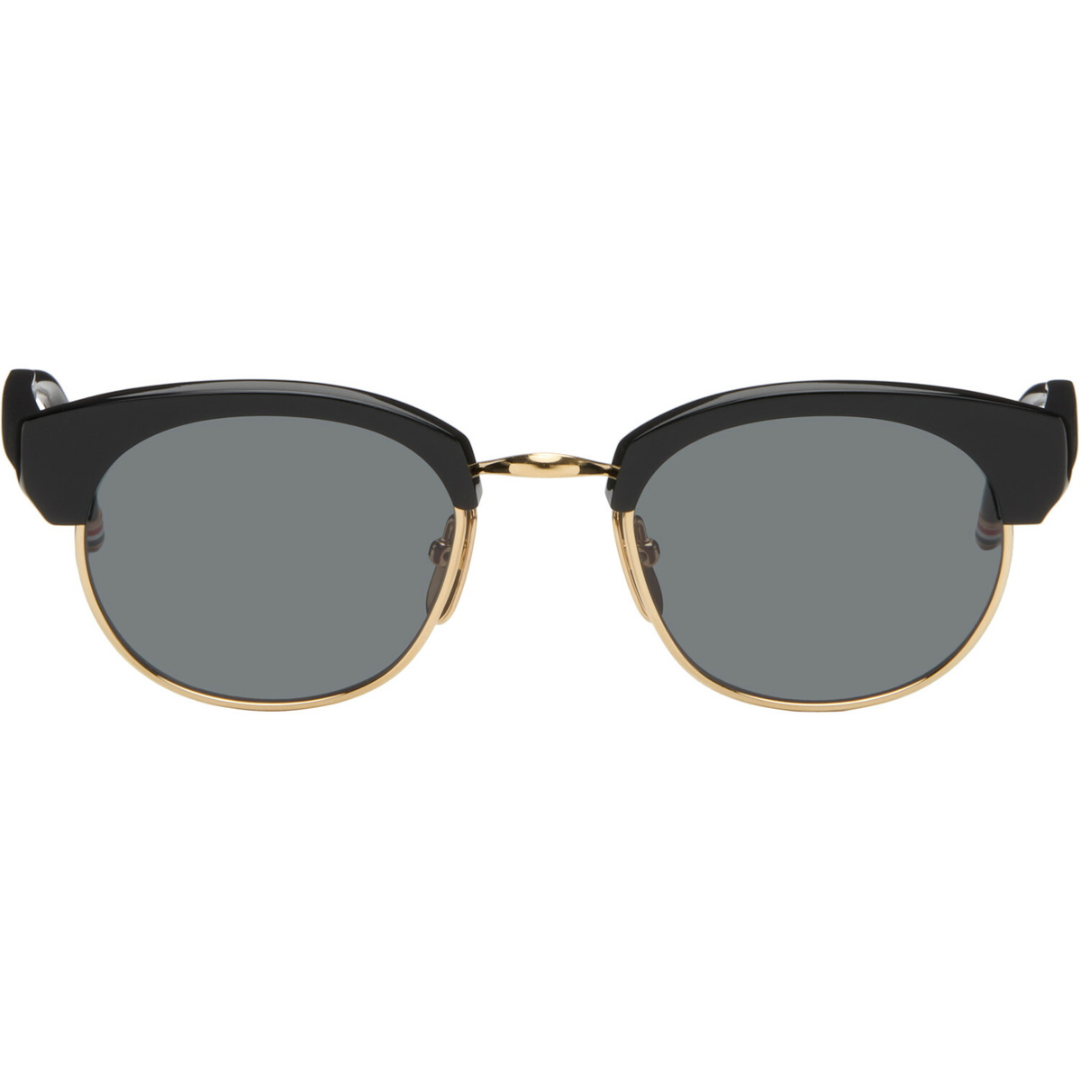 Thom Browne Black Acetate & Titanium Oval Sunglasses