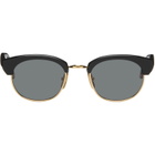 Thom Browne Black Acetate & Titanium Oval Sunglasses