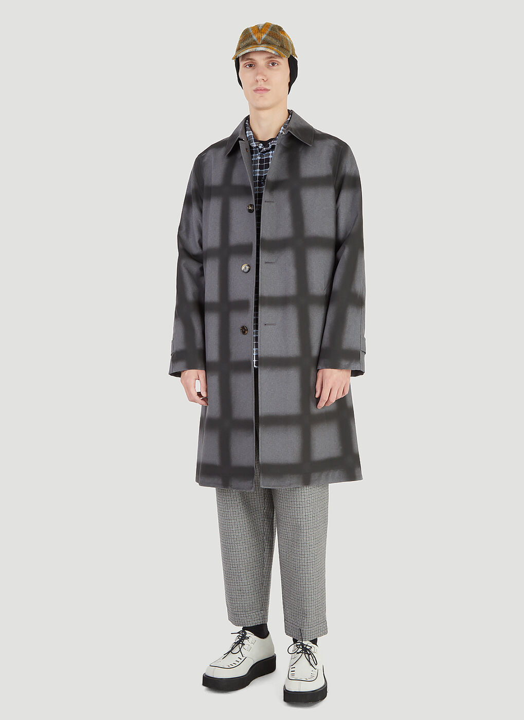 Check Coat in Grey Marni