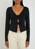Reformation Silas Knotted Stretch-cotton top Black
