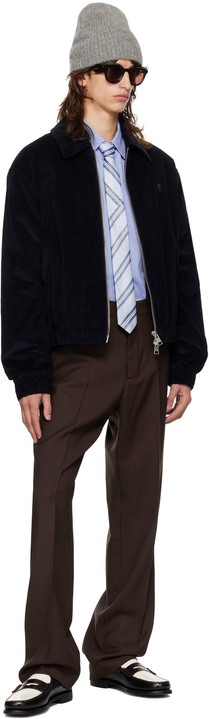 AMI Paris Navy Ami De Coeur Zipped Jacket AMI