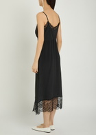 Simone Rocha Lace-trimmed Crepe-de-chine Midi Dress Black