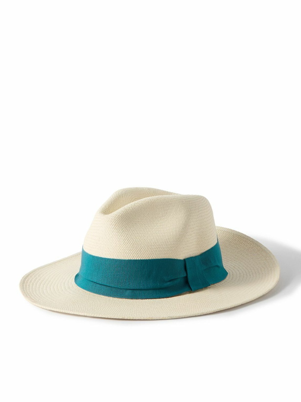 Photo: Frescobol Carioca - Rafael Grosgrain-Trimmed Straw Panama Hat - Neutrals