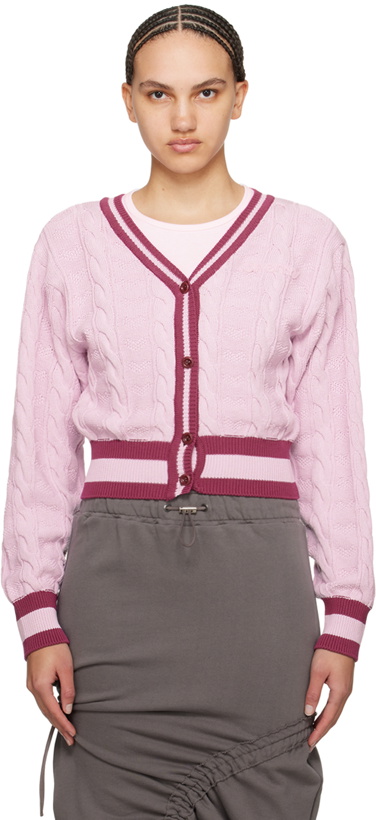 Photo: OPEN YY Pink Heart & Cable Cardigan