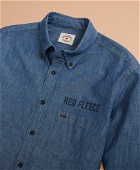 Brooks Brothers Men's Indigo Red Fleece Printed Chambray Shirt | Dark Blue