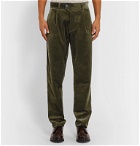 Oliver Spencer - Pleated Stretch-Cotton Corduroy Trousers - Green