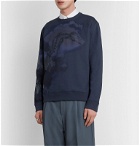 Valentino - Printed Loopback Cotton-Blend Jersey Sweatshirt - Blue