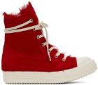 Rick Owens Red Unshaved Sneakers
