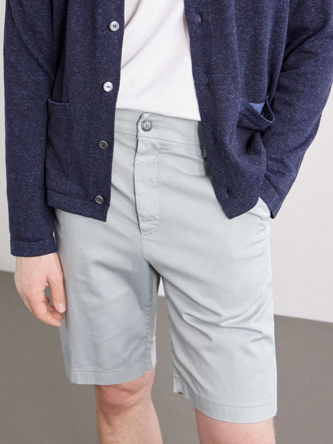 Canali - Straight-Leg Stretch Cotton-Blend Gabardine Shorts - Blue