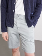 Canali - Straight-Leg Stretch Cotton-Blend Gabardine Shorts - Blue