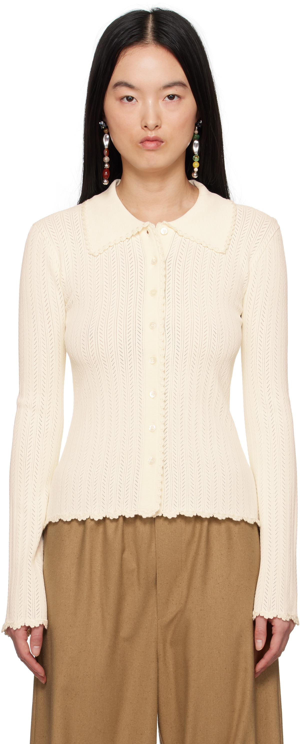 SEA NY Beige Abbie Cardigan