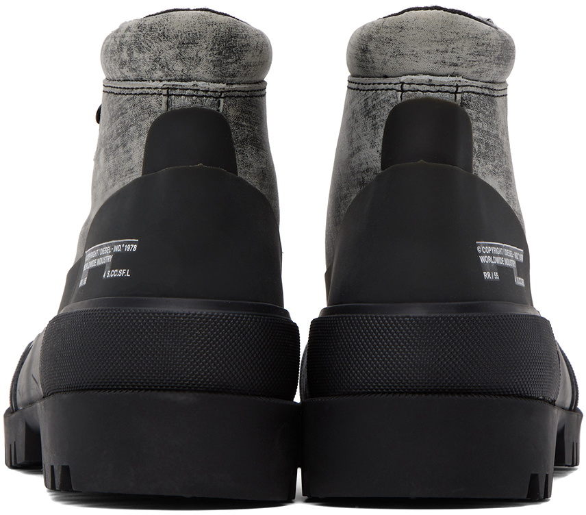 Diesel Gray & Black D-Hiko Bt X Boots Diesel