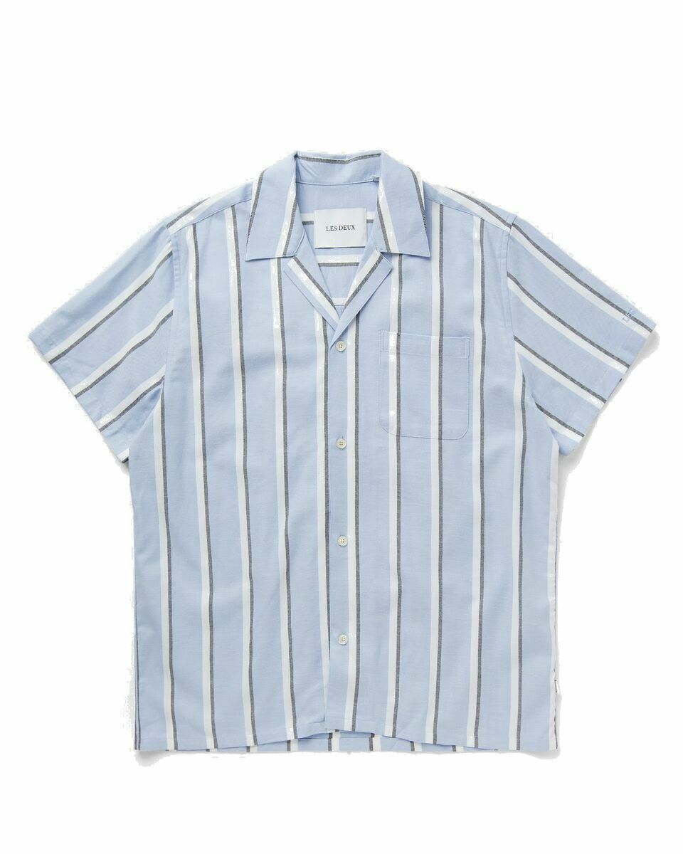 Photo: Les Deux Lawson Stripe Ss Shirt Blue - Mens - Shortsleeves