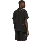 Bode SSENSE Exclusive Black Linen Embroidery Short Sleeve Shirt