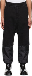 JERIH Black Denim & Nylon Cuffed Pants