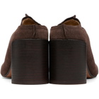 MM6 Maison Margiela Brown Suede Anatomic Stitch Toe Mule Heels