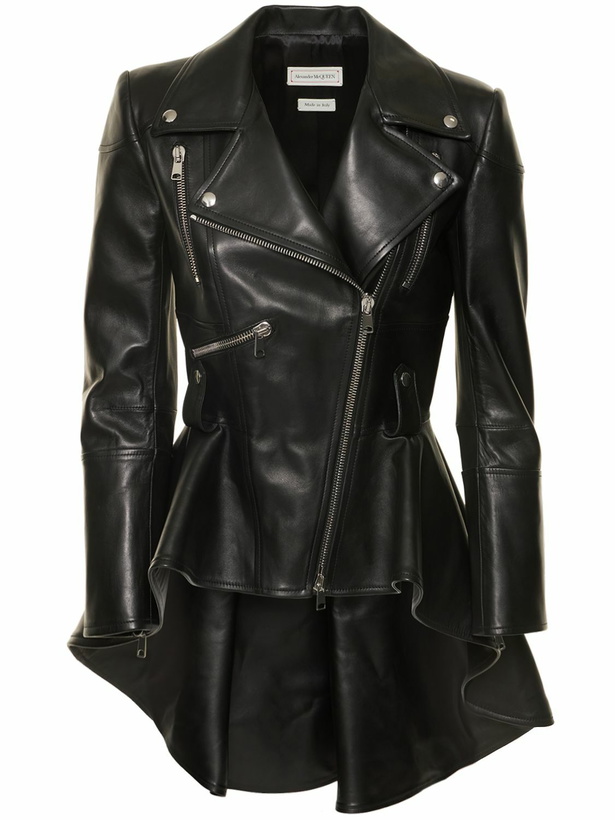 ALEXANDER MCQUEEN - Leather Biker Jacket W/ Peplum Alexander McQueen