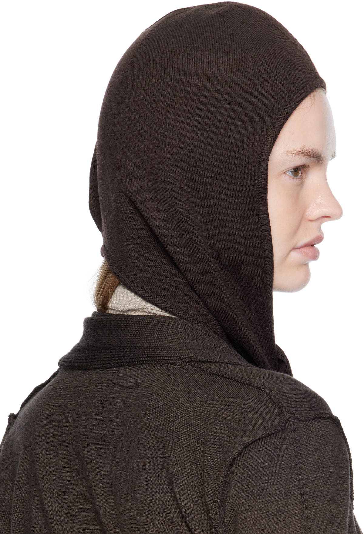 LEMAIRE Burgundy Fine Wool Head Scarf Beanie