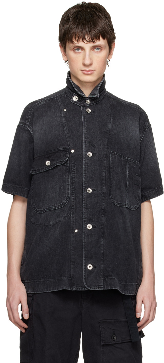 sacai Black Button Denim Shirt Sacai