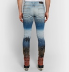 AMIRI - Thrasher Skinny-Fit Distressed Printed Stretch-Denim Jeans - Men - Light denim