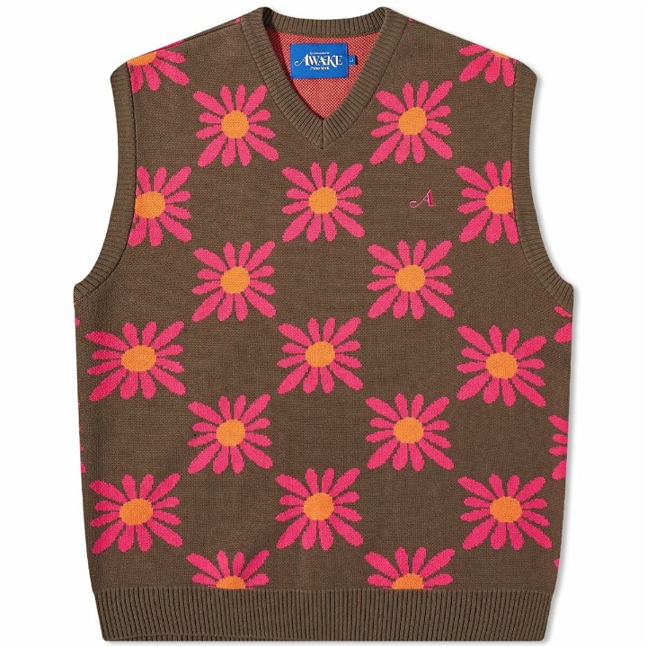 Photo: Awake NY Men's Floral Sweater Vest in Brown Floral
