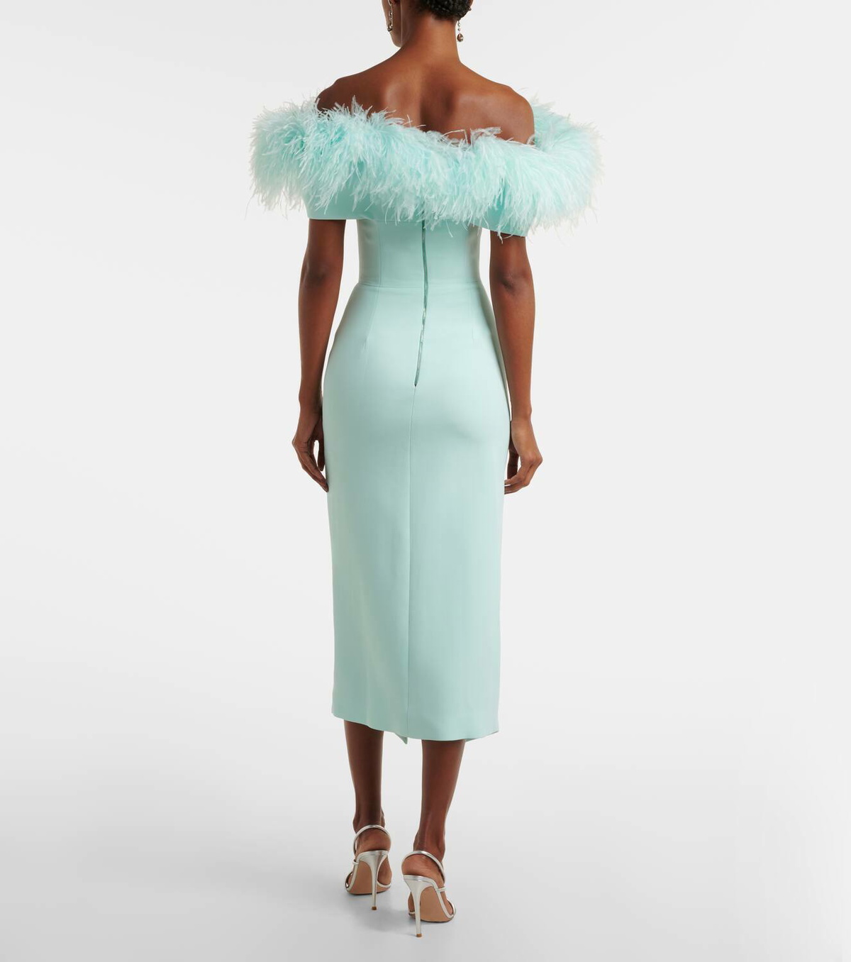 david koma blue feather dress David Koma Blue Feather Mini Dress with Split Detail Size FR 34 (UK 6)   Sellier