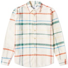 Portuguese Flannel Men's Misaligned Check Overshirt in Ecru/Green/Red