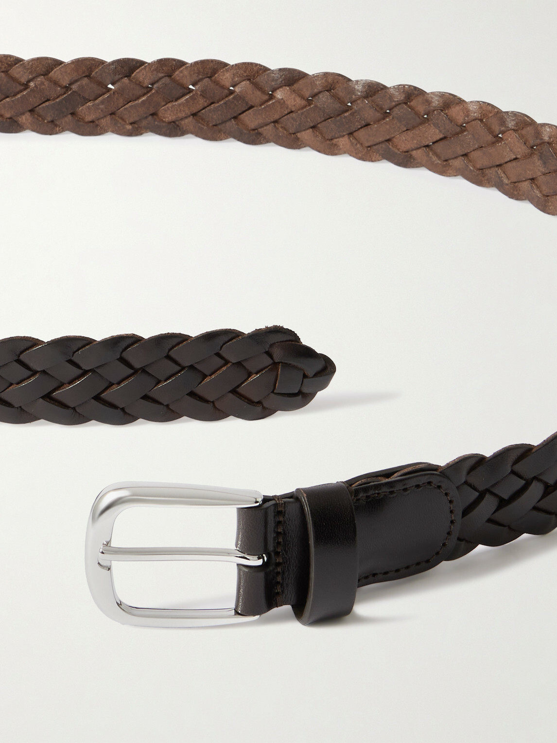 Anderson's - 3cm Woven Leather Belt - Brown