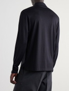 Mr P. - Silk and Cotton-Blend Polo Shirt - Black