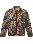 KAPITAL - Jacquard-Trimmed Printed Fleece Jacket - Neutrals