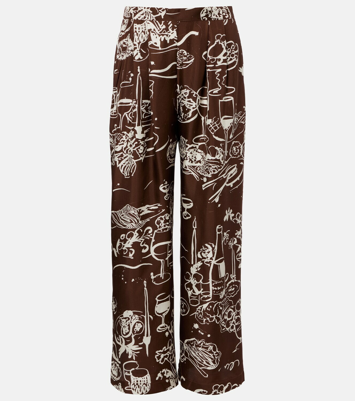 Asceno Isola printed silk twill wide-leg pants