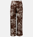 Asceno Isola printed silk twill wide-leg pants