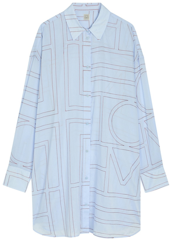 Photo: Toteme Logo-monogrammed Cotton-blend Shirt Light Blue