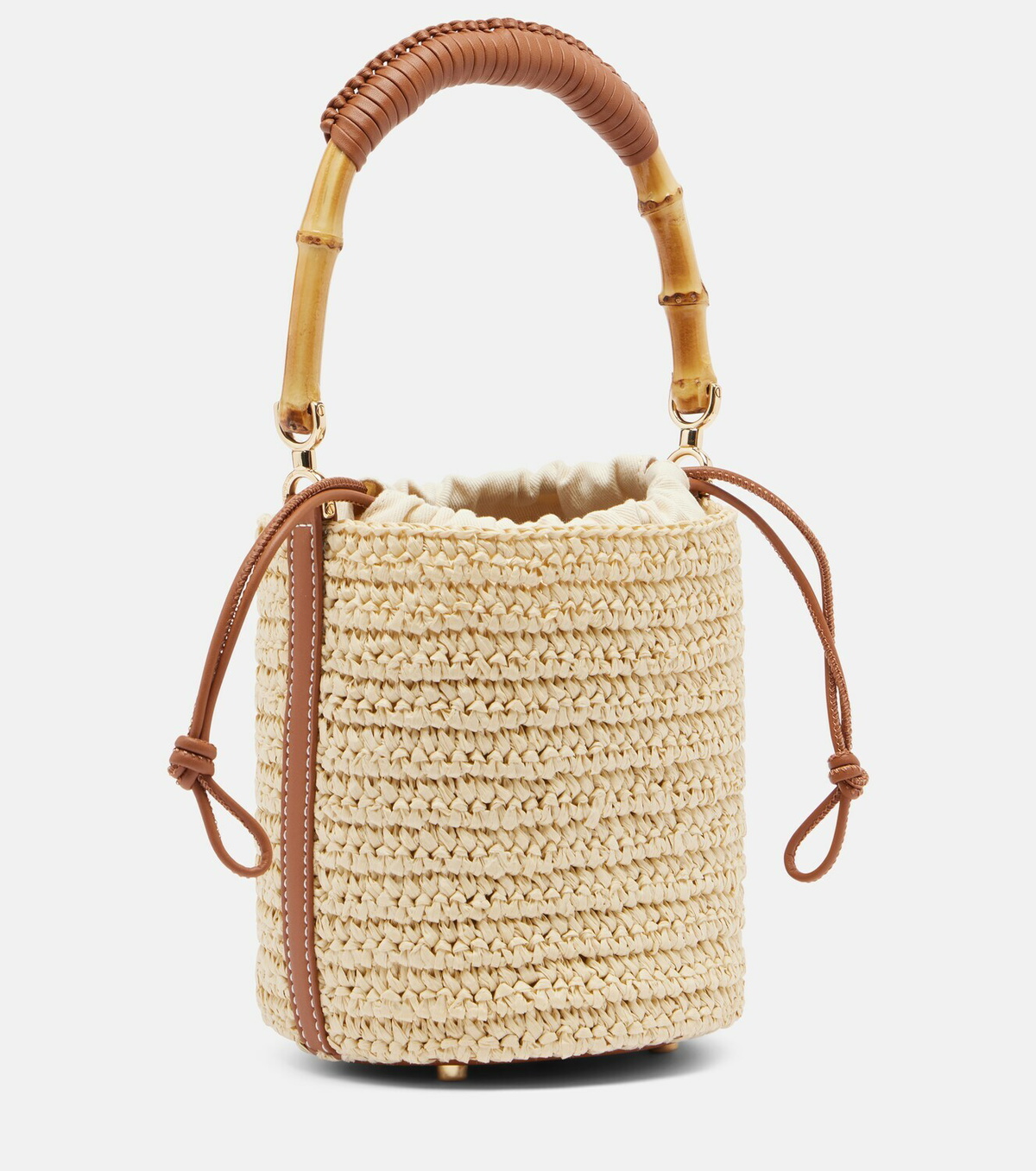 Self-Portrait Small raffia bucket bag