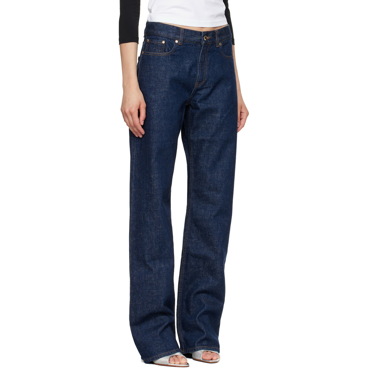 Casablanca Navy Selvedge Embroidered Laurel Jeans