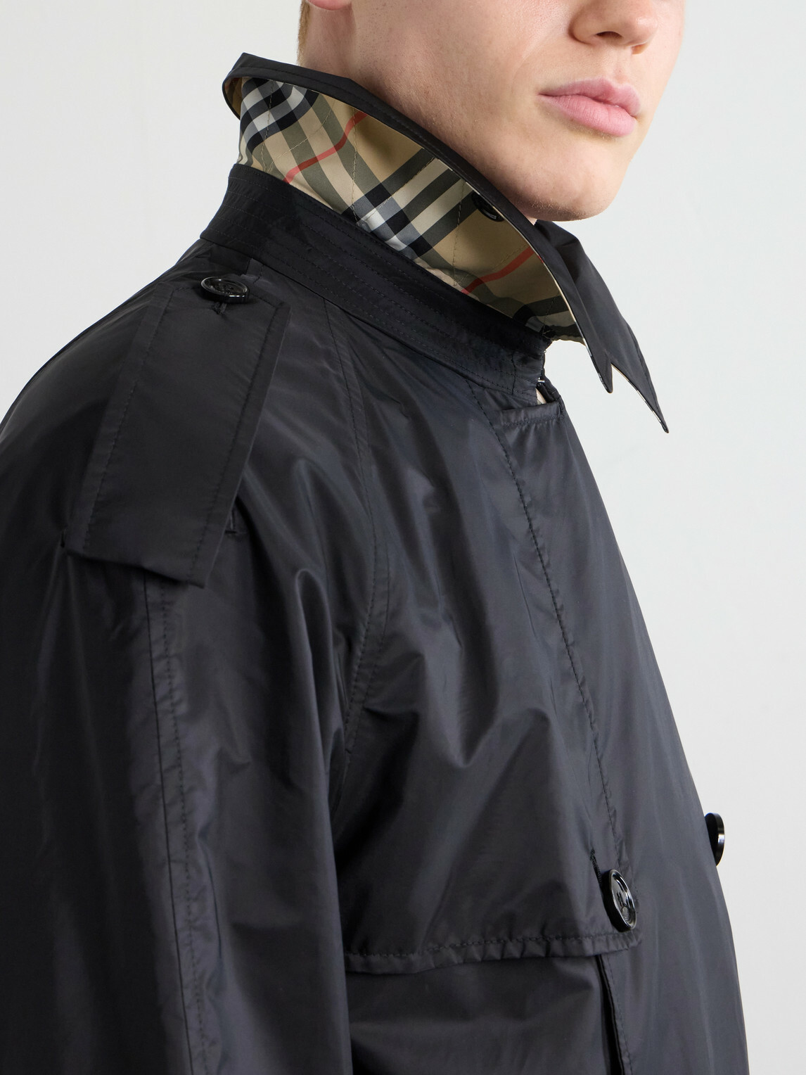 Burberry - Belted Shell Trench Coat - Black