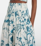 Erdem Floral cotton and linen midi skirt