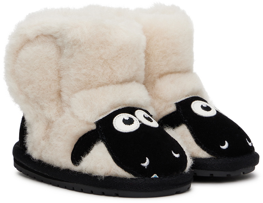 EMU Baby Off-White & Black 'Shaun The Sheep' Pre-Walkers