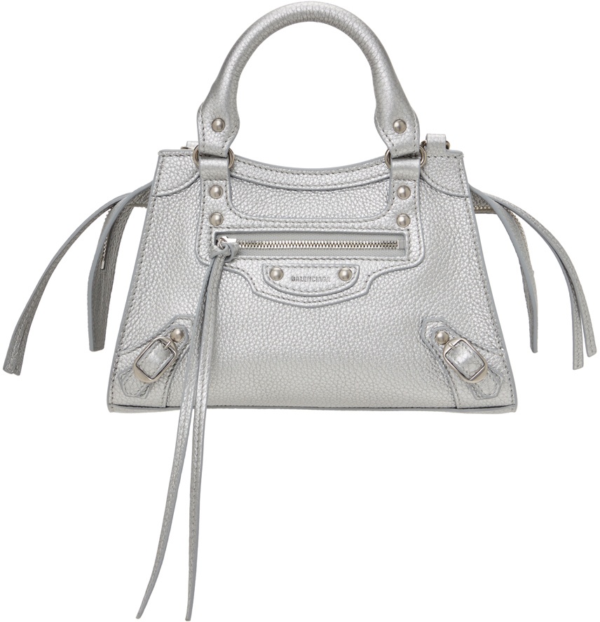 City leather handbag Balenciaga Silver in Leather  27851118
