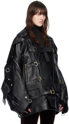 Junya Watanabe Black Fringed Faux-Leather Jacket