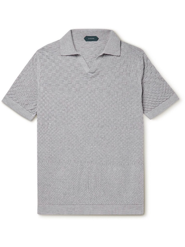 Photo: Incotex - Slim-Fit Textured-Cotton Polo Shirt - Gray