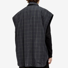 Balenciaga Men's Detachable Flannel Shirt in Grey/Khaki Overdyed